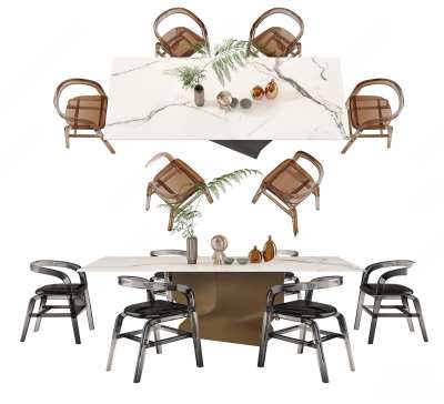 现代餐桌椅组合3D模型下载